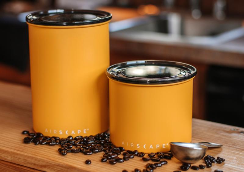 Airscape Kaffeedose mittel, gelb matt, Edelstahl - 2. Wahl (Vorführgerät)